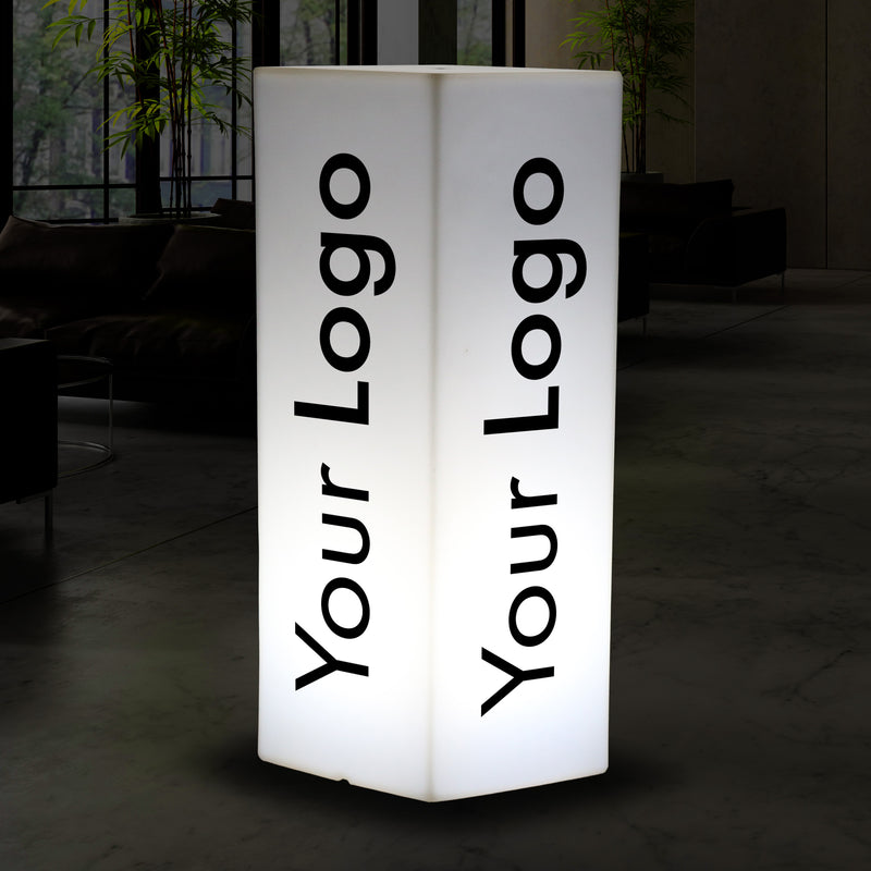 Pk Green Branded Expo Exhibition Light Box, Custom Outdoor LED Column Pillar Plinth Corporate Event Logo Sign, Tall Frameless Conference Display Signage Cube