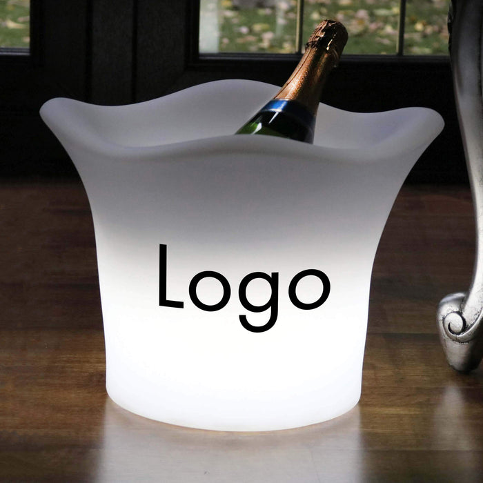 Branded Logo Ice Bucket, Light Up Wine Champagne Cooler, Unique Custom Corporate LED Table Centerpiece Light Box Sign for Conference, Business Event