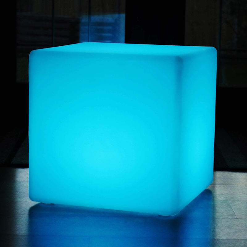 Large Outdoor LED Cube Stool Seat Furniture, 60cm Garden Floor Lamp, R – PK  Green USA