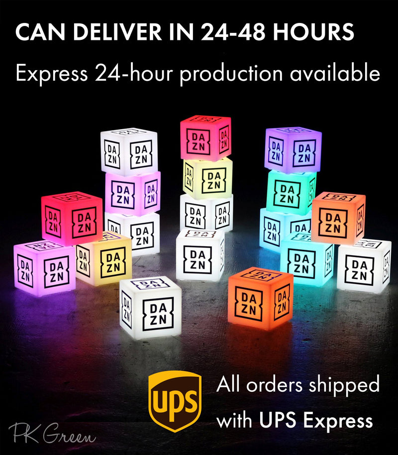 Custom Light Box, Branded Logo Corporate Centerpiece for Conference, Business Event Decor, Light Up Customizable Cube Display Block Totem Sign