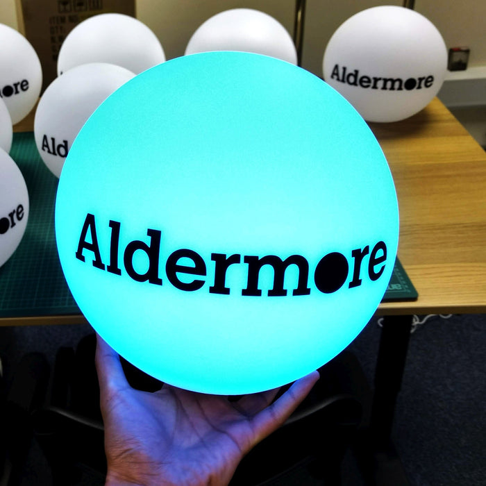 Customised LED Sphere Table Lamp, Branded Circular Table Centre, Illuminated Logo Lightbox